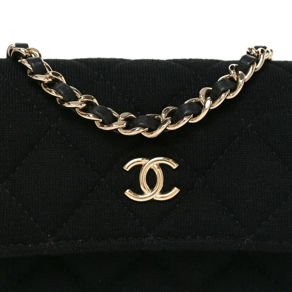 Jersey Quilted Micro Mini Flap Black