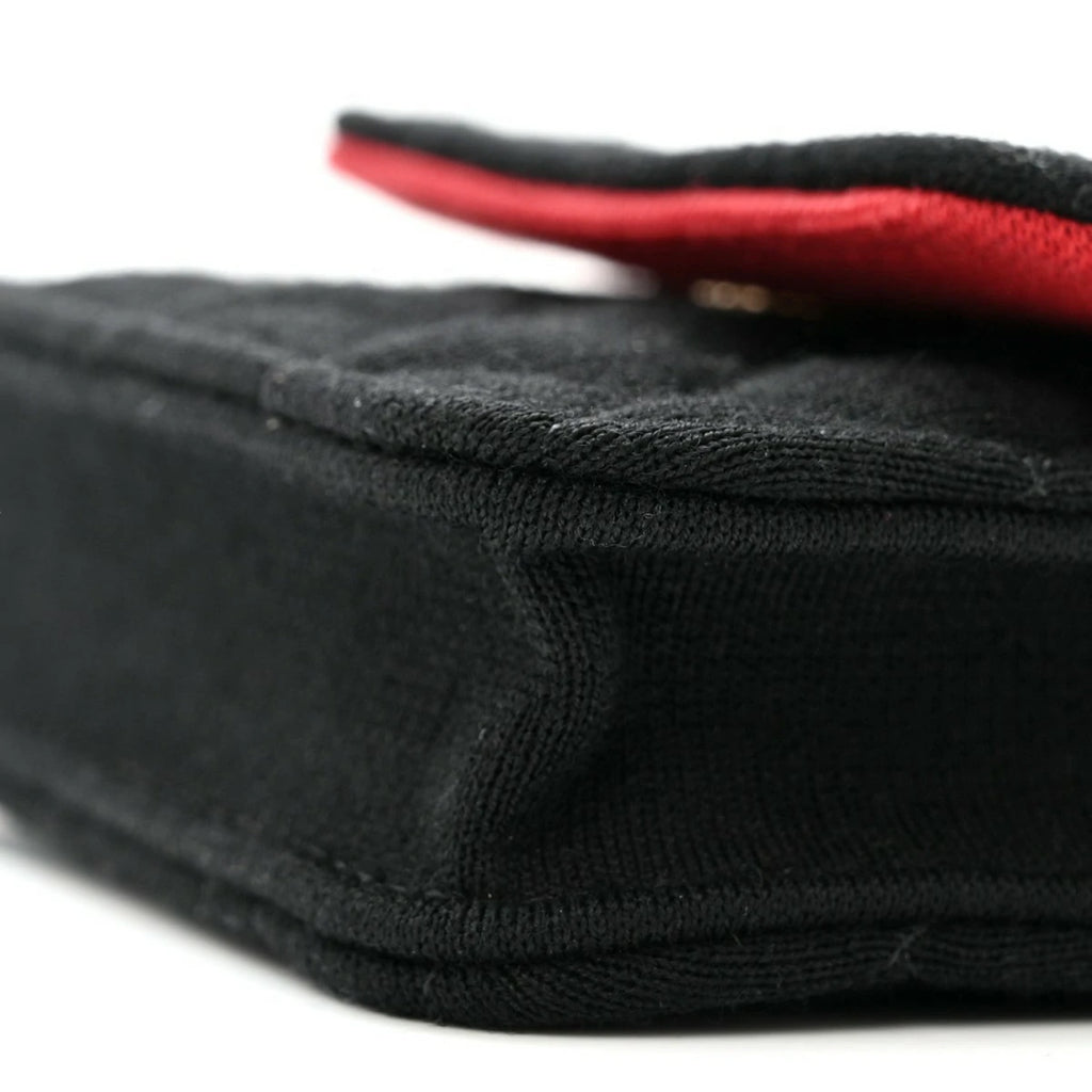 Jersey Quilted Micro Mini Flap Black