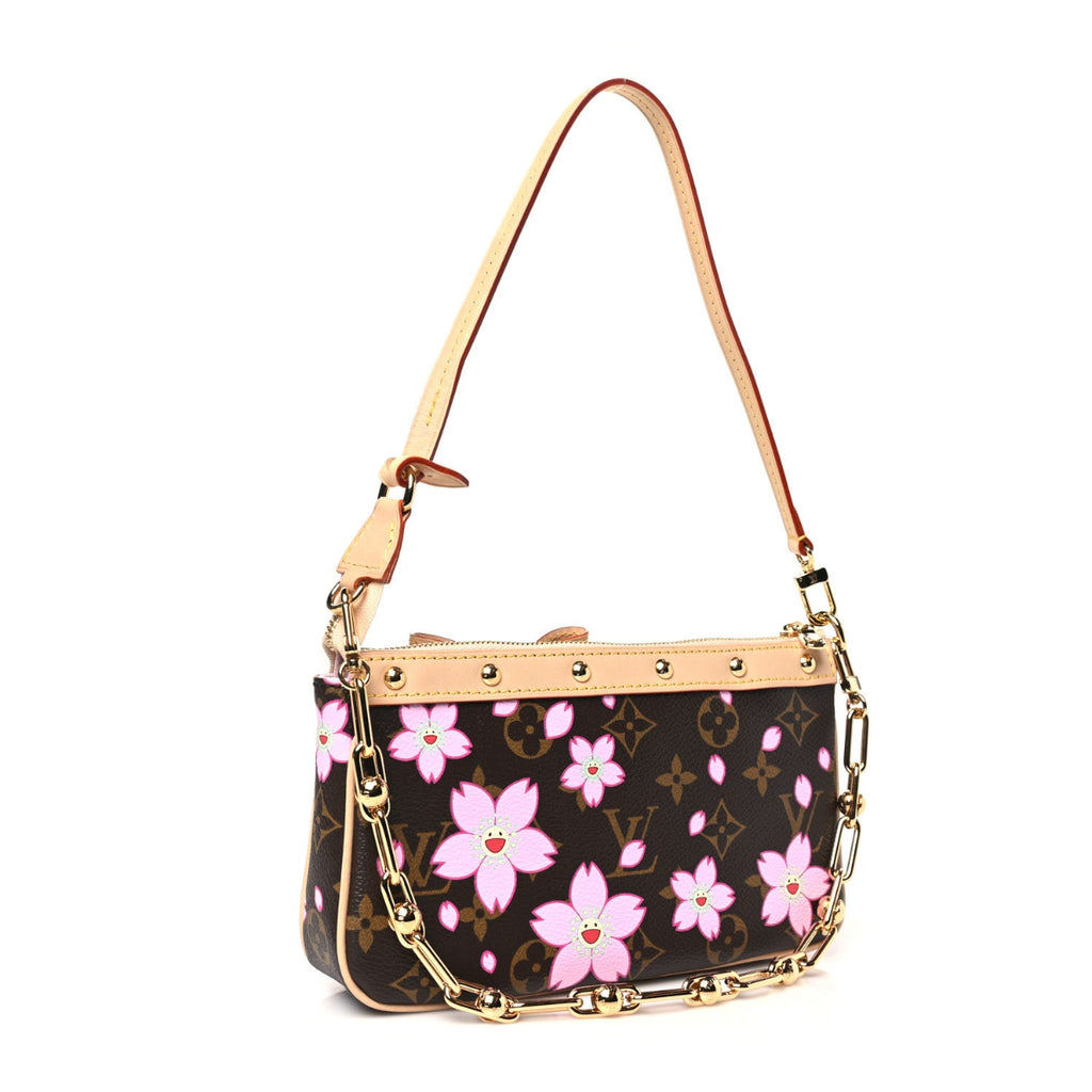 LV X TM Monogram Cherry Blossom Pochette Accessories Sakura Brown