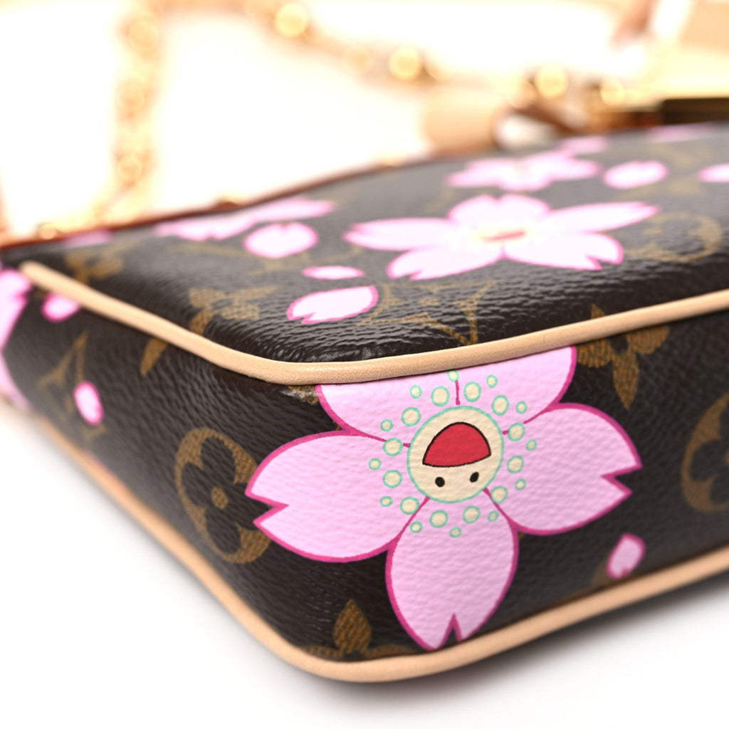 LV X TM Monogram Cherry Blossom Pochette Accessories Sakura Brown
