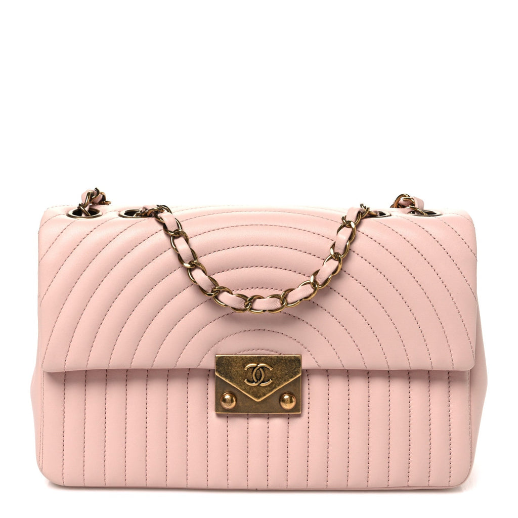 Lambskin Borse Romane Single Flap Light Pink
