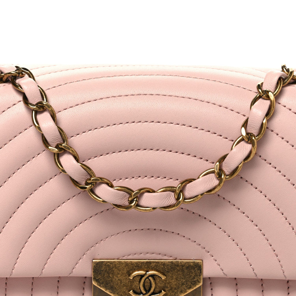 Lambskin Borse Romane Single Flap Light Pink