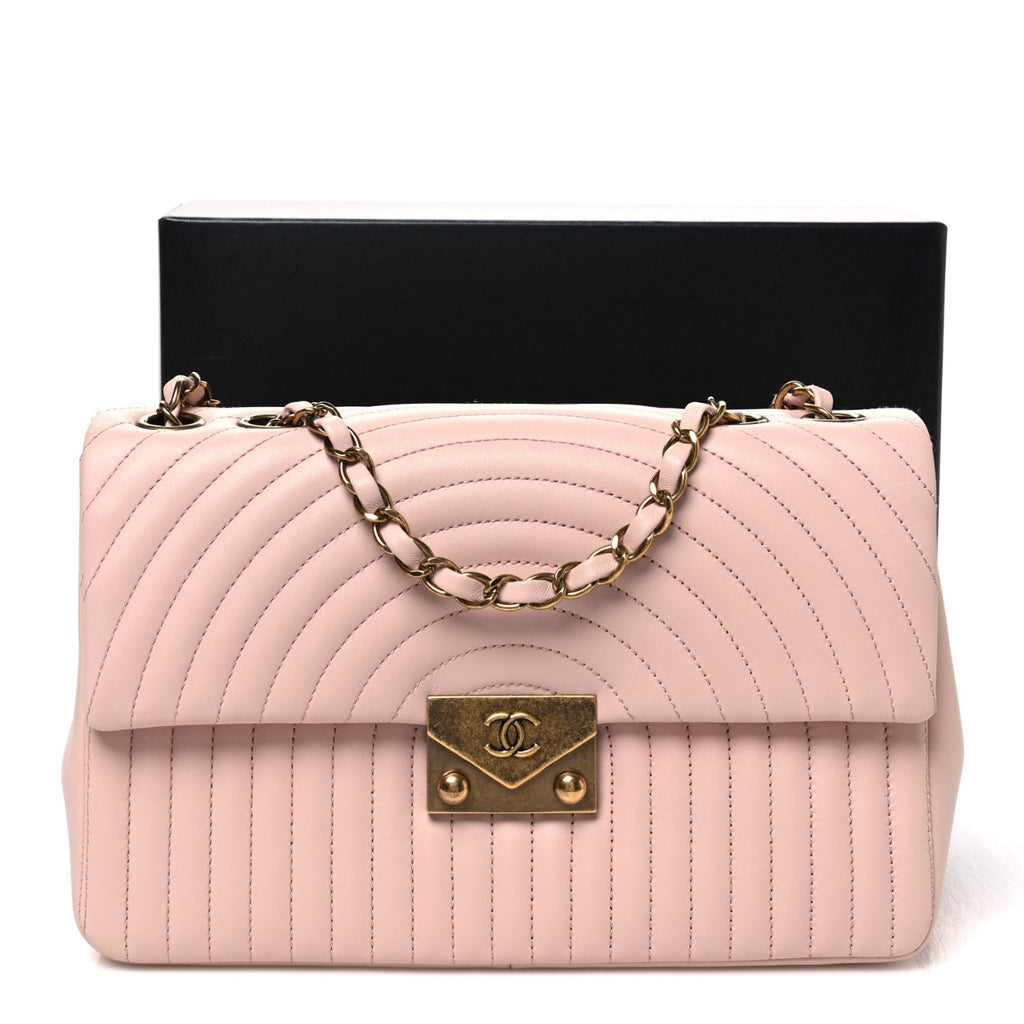 Lambskin Borse Romane Single Flap Light Pink