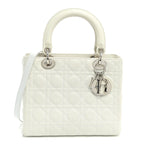 Lambskin Cannage Medium Lady Dior White