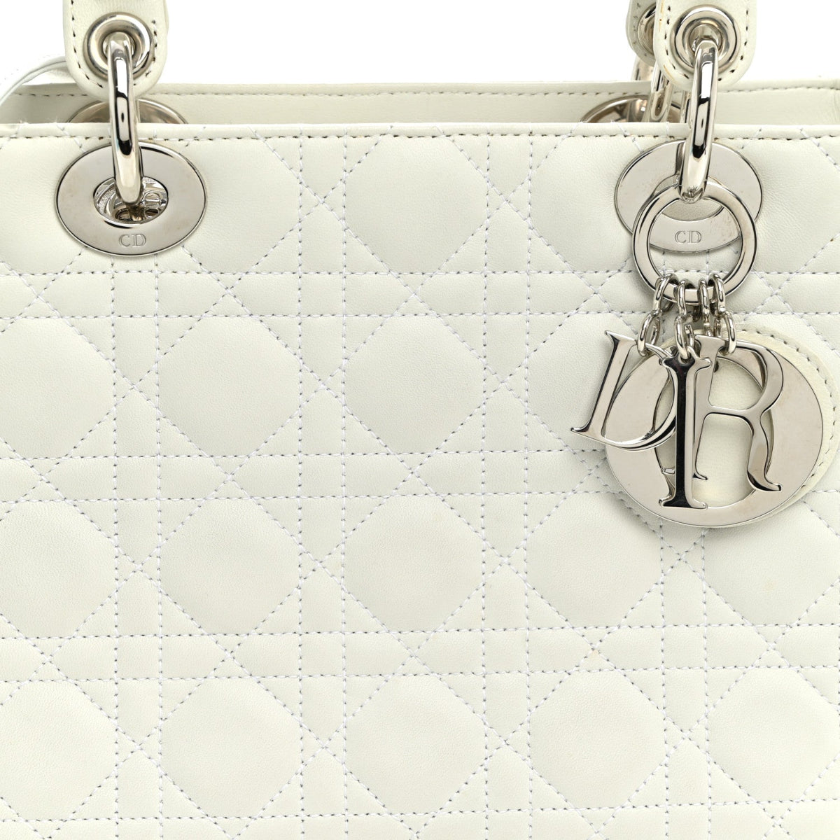 Lambskin Cannage Medium Lady Dior White