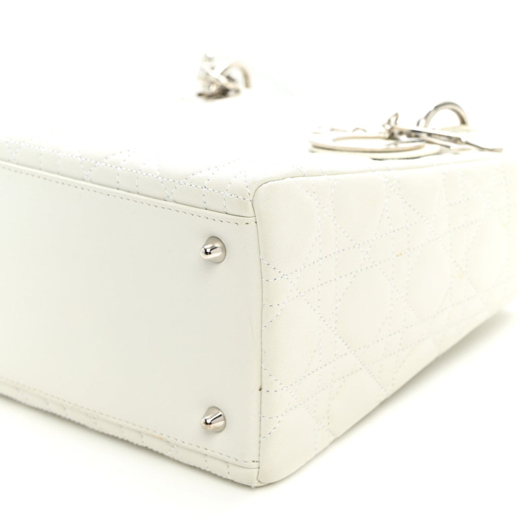 Lambskin Cannage Medium Lady Dior White