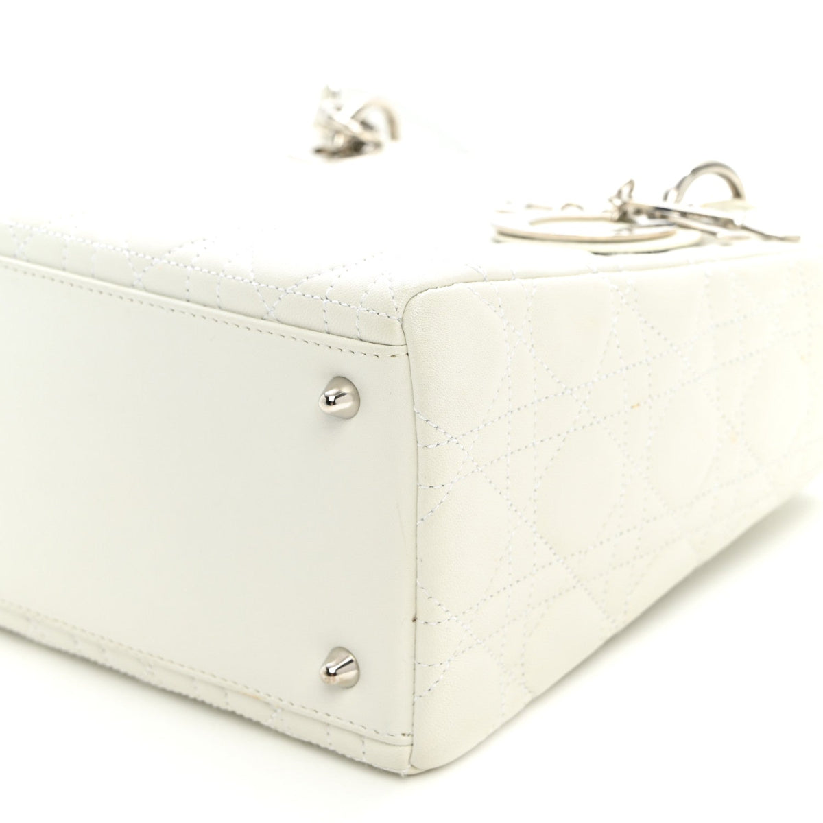 Lambskin Cannage Medium Lady Dior White