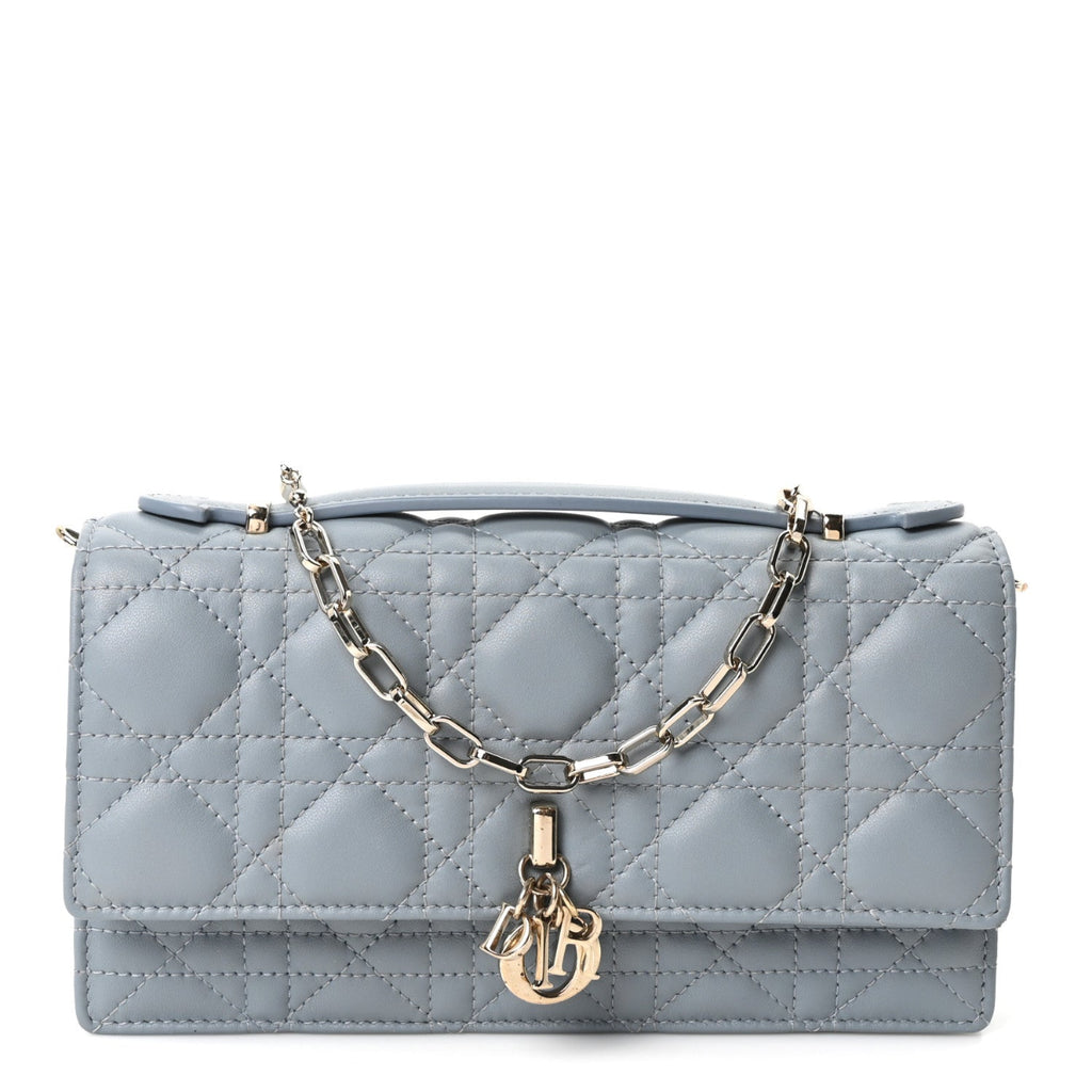 Lambskin Cannage Mini My Dior Top Handle Clutch Cloud Blue