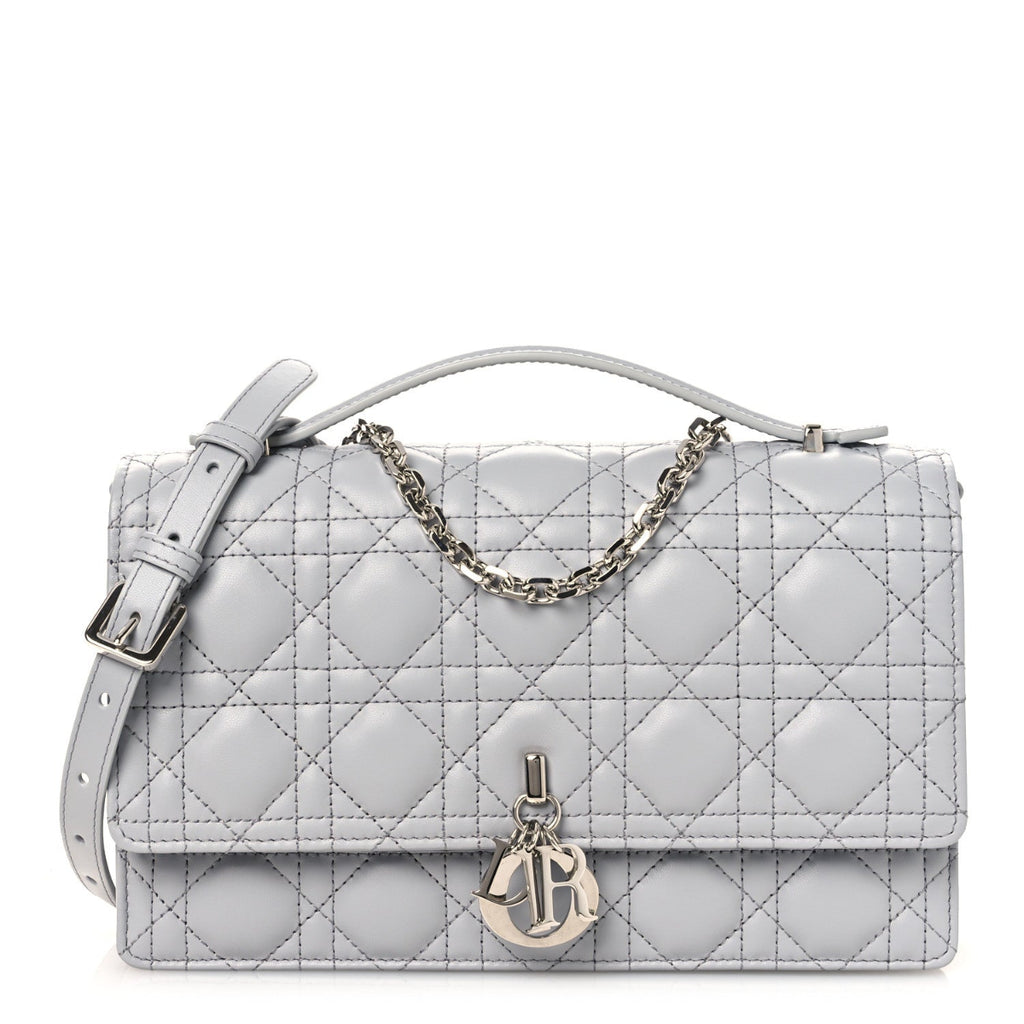Lambskin Cannage My Dior Top Handle Bag Cloud Blue