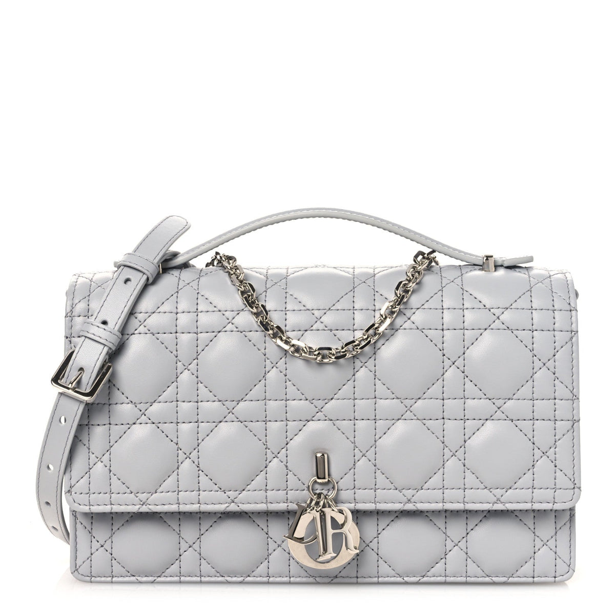 Lambskin Cannage My Dior Top Handle Bag Cloud Blue