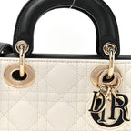Lambskin Cannage Small Lady D-Joy Latte Black