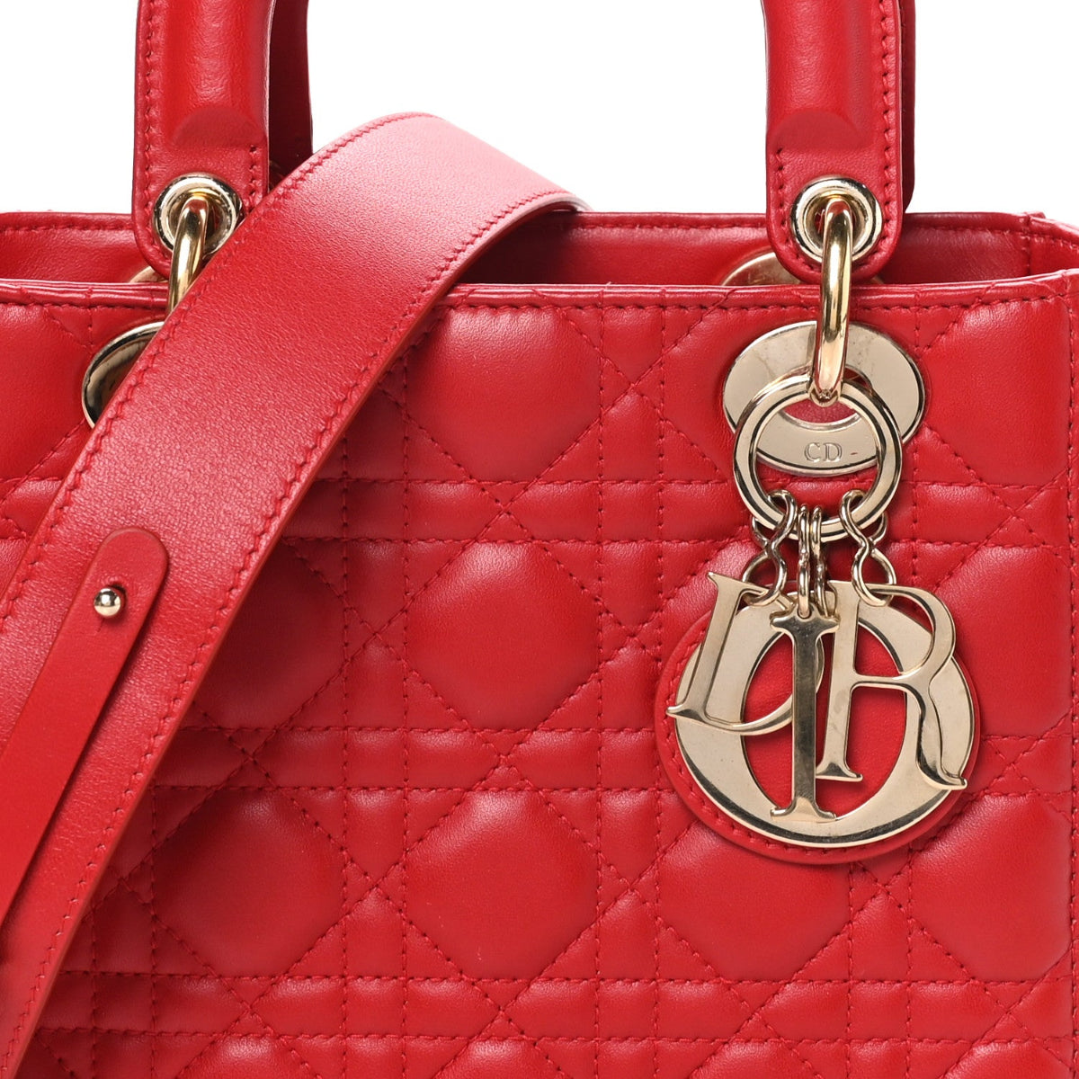 Lambskin Cannage Small My ABCDior Lady Dior Red