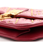 Lambskin Cannage Studded Small Dioraddict Flap Bag Red