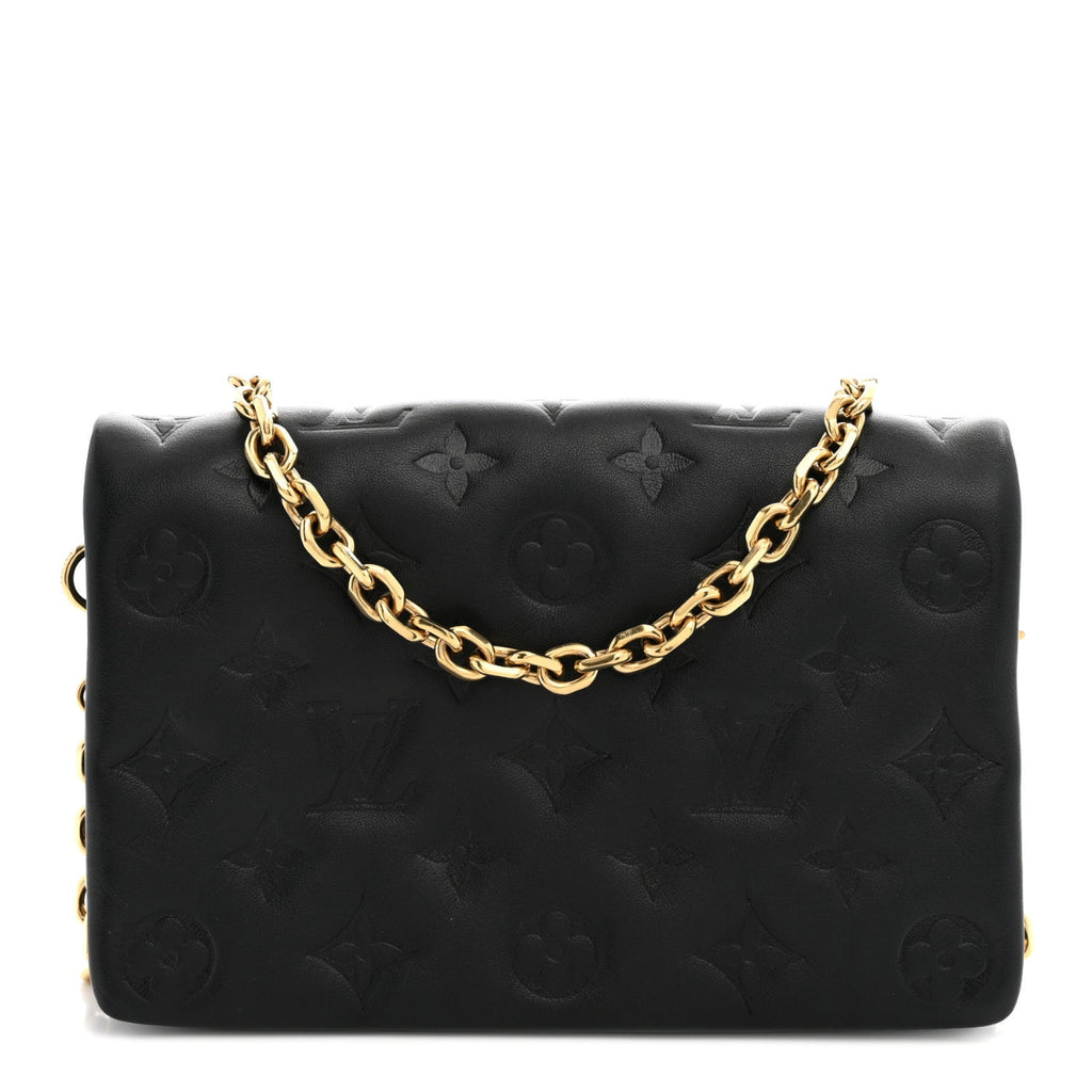 Lambskin Embossed Monogram Pochette Coussin Black