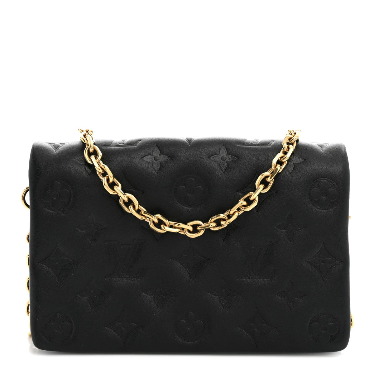 Lambskin Embossed Monogram Pochette Coussin Black