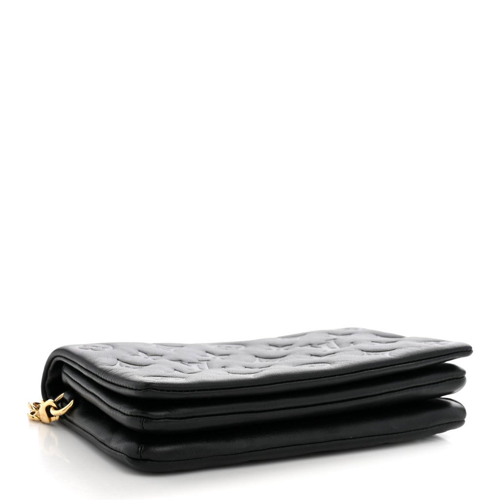 Lambskin Embossed Monogram Pochette Coussin Black