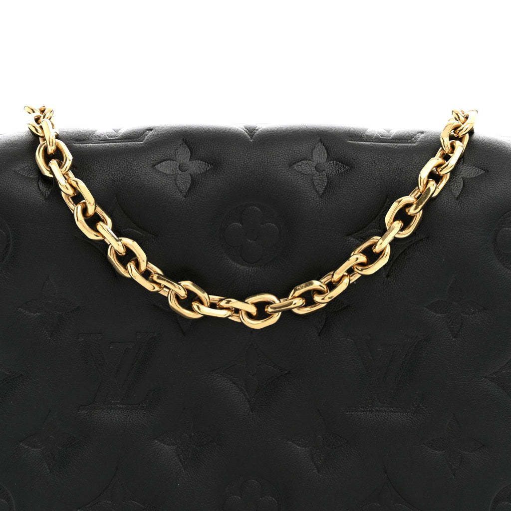 Lambskin Embossed Monogram Pochette Coussin Black