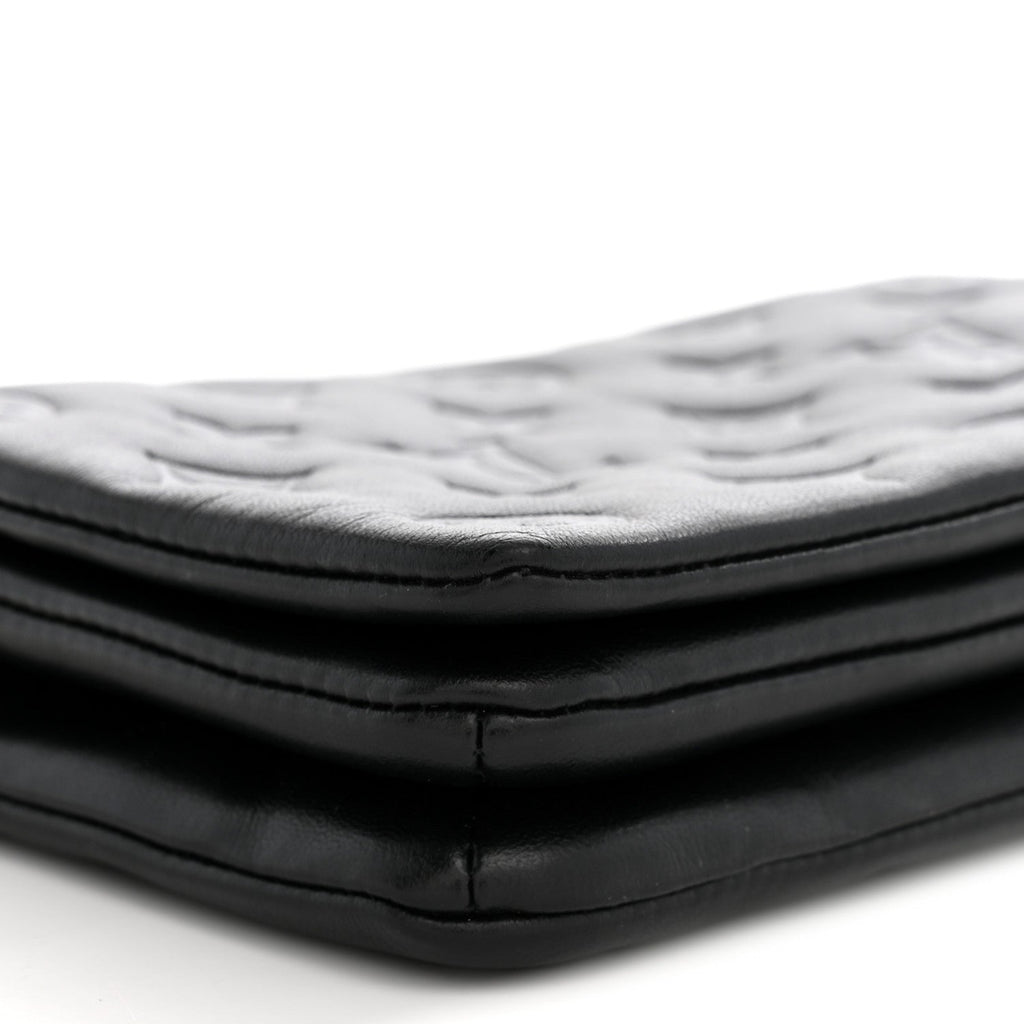 Lambskin Embossed Monogram Pochette Coussin Black