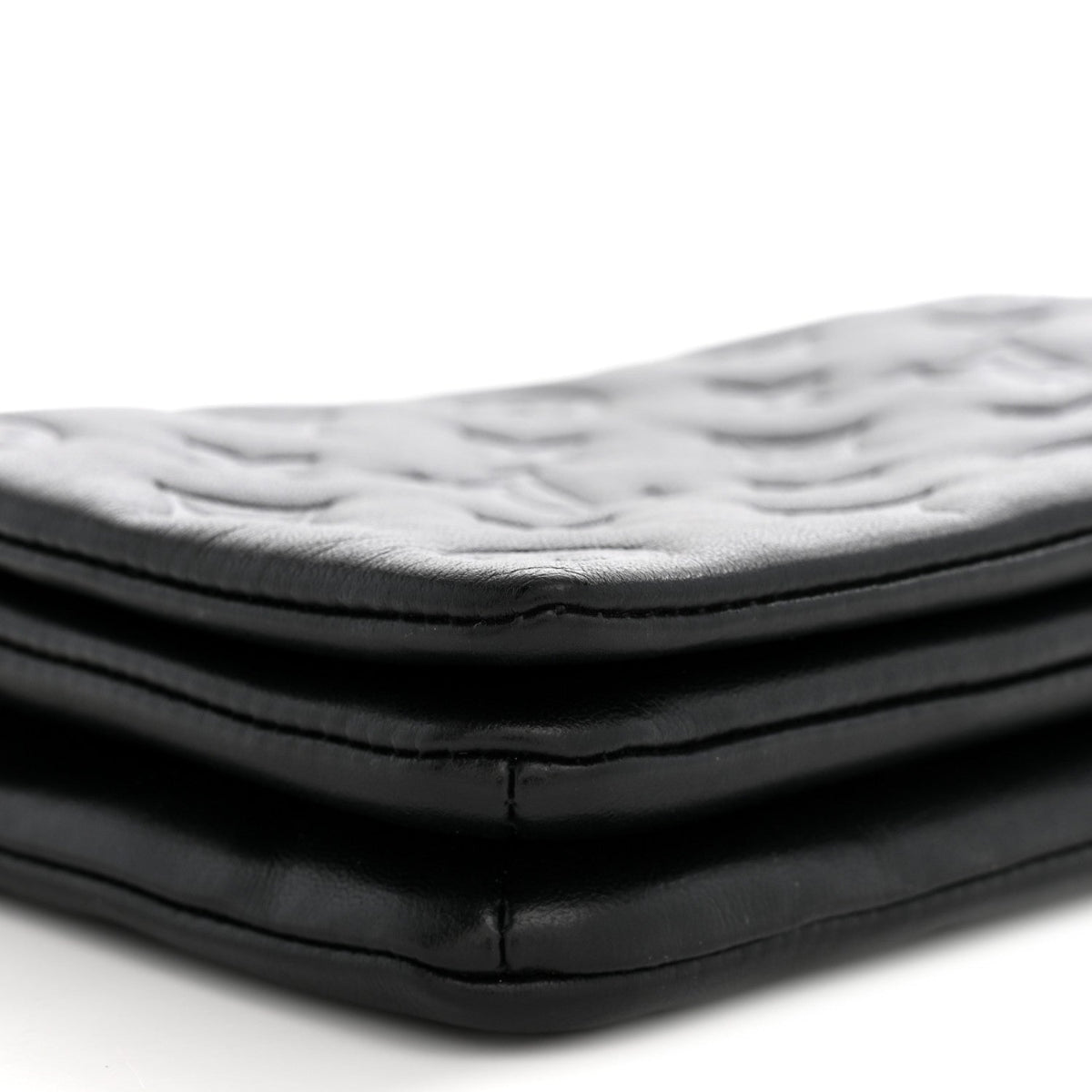 Lambskin Embossed Monogram Pochette Coussin Black