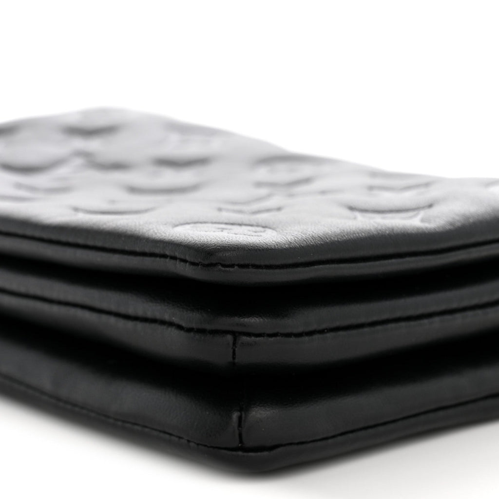 Lambskin Embossed Monogram Pochette Coussin Black