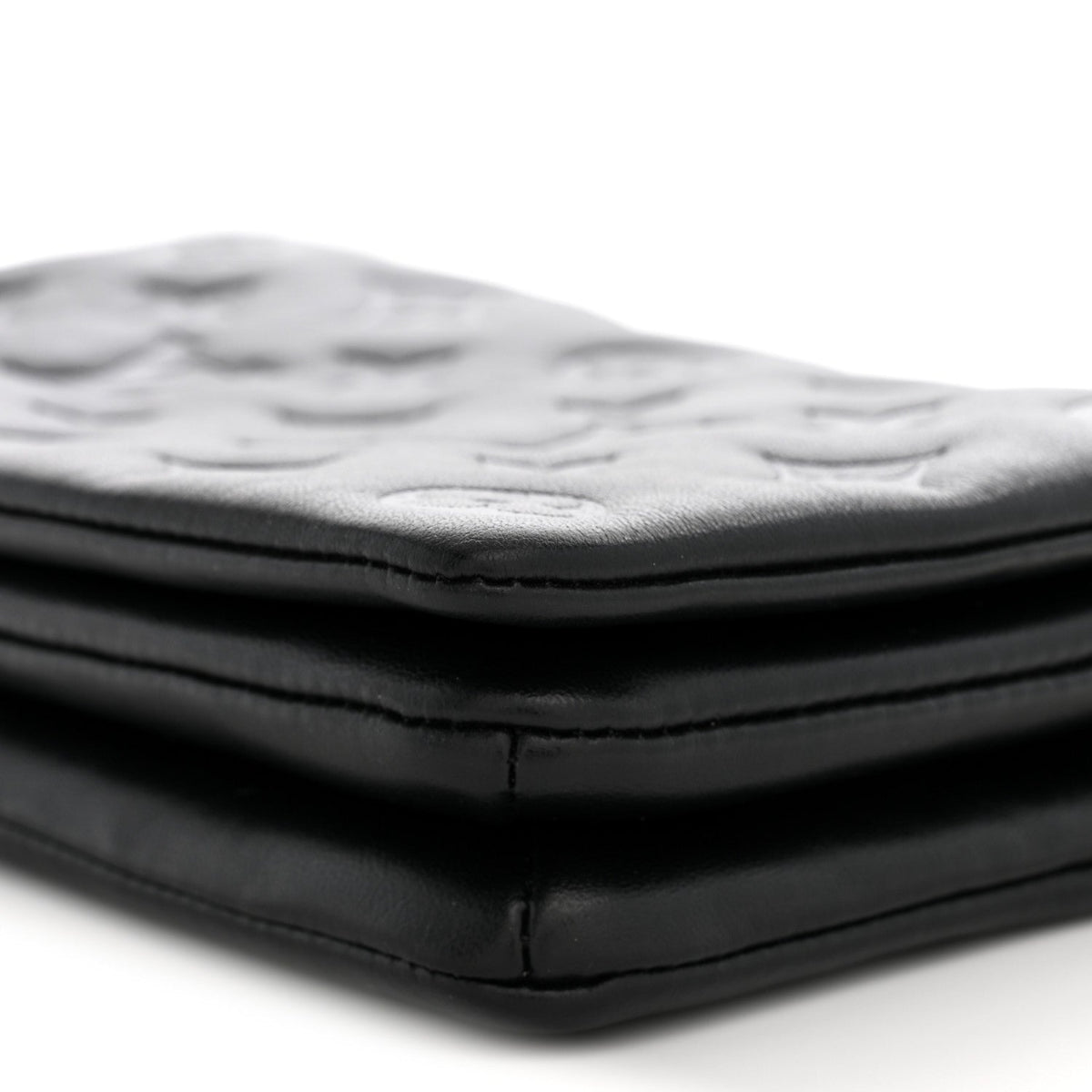 Lambskin Embossed Monogram Pochette Coussin Black