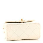 Lambskin Handle Crush Top Handle Flap Bag White