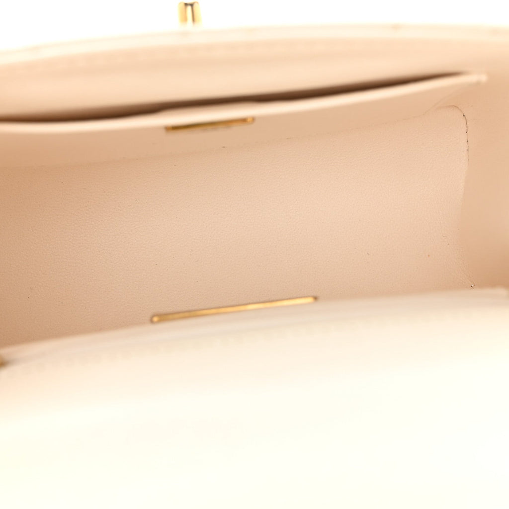 Lambskin Handle Crush Top Handle Flap Bag White