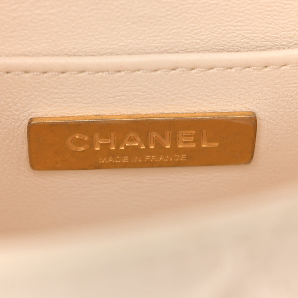 Lambskin Handle Crush Top Handle Flap Bag White