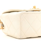 Lambskin Handle Crush Top Handle Flap Bag White