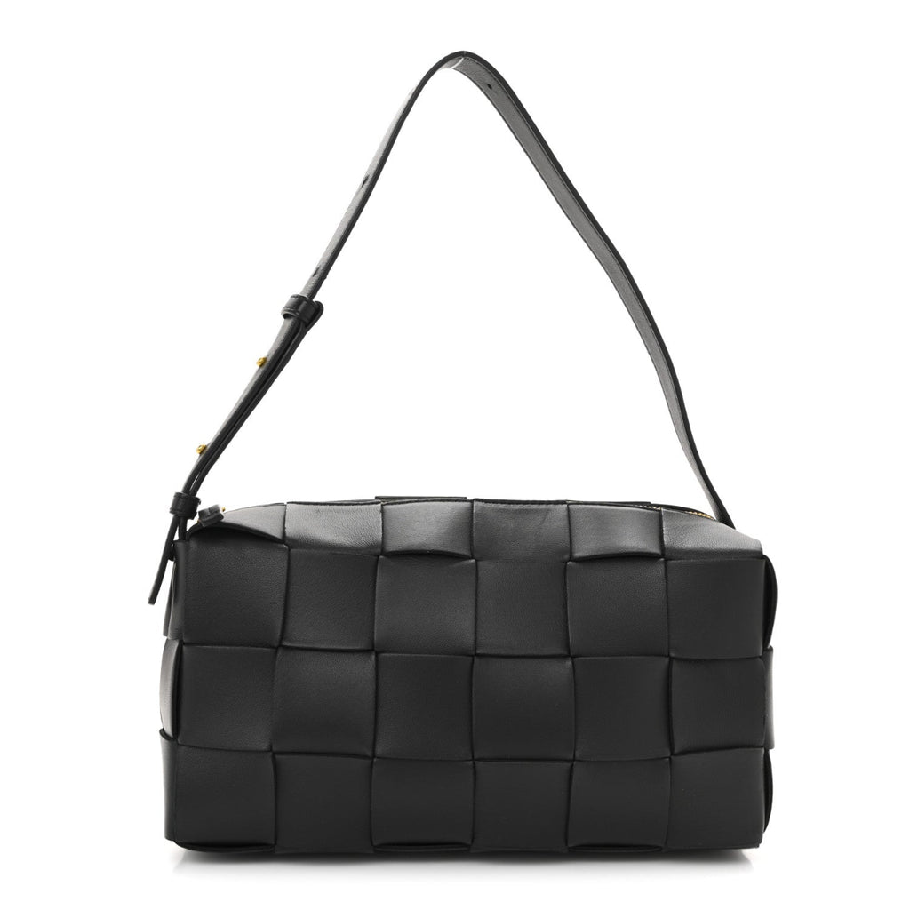 Lambskin Maxi Intrecciato Brick Cassette Bag Black Black