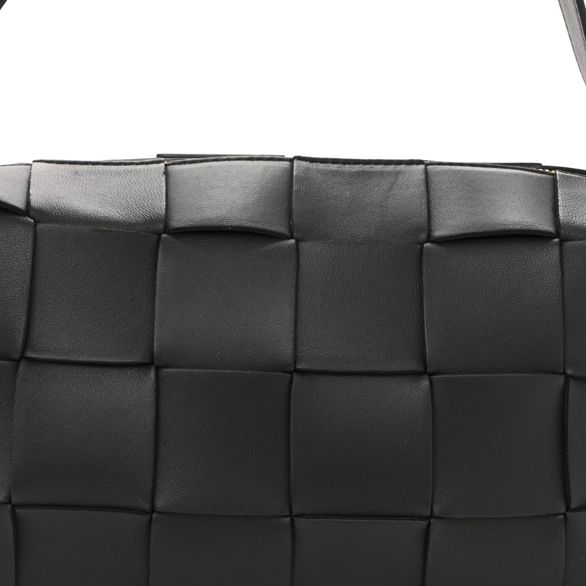 Lambskin Maxi Intrecciato Brick Cassette Bag Black Black