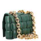 Lambskin Maxi Intreccio Padded Chain Cassette Crossbody Bag Raintree