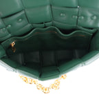 Lambskin Maxi Intreccio Padded Chain Cassette Crossbody Bag Raintree