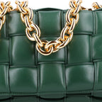 Lambskin Maxi Intreccio Padded Chain Cassette Crossbody Bag Raintree