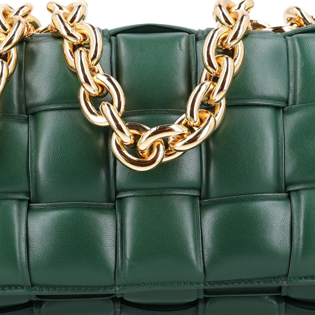 Lambskin Maxi Intreccio Padded Chain Cassette Crossbody Bag Raintree