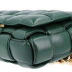 Lambskin Maxi Intreccio Padded Chain Cassette Crossbody Bag Raintree