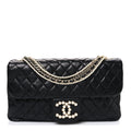 Lambskin Medium Westminster Pearl Flap Black