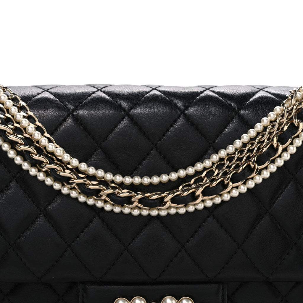 Lambskin Medium Westminster Pearl Flap Black