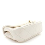 Lambskin Metal Quilted Mini Top Handle Square Flap White