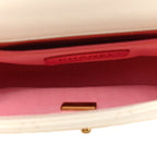 Lambskin Metal Quilted Mini Top Handle Square Flap White