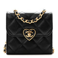 Lambskin Plexiglass Quilted Coco Love Clutch With Chain Black