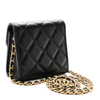 Lambskin Plexiglass Quilted Coco Love Clutch With Chain Black