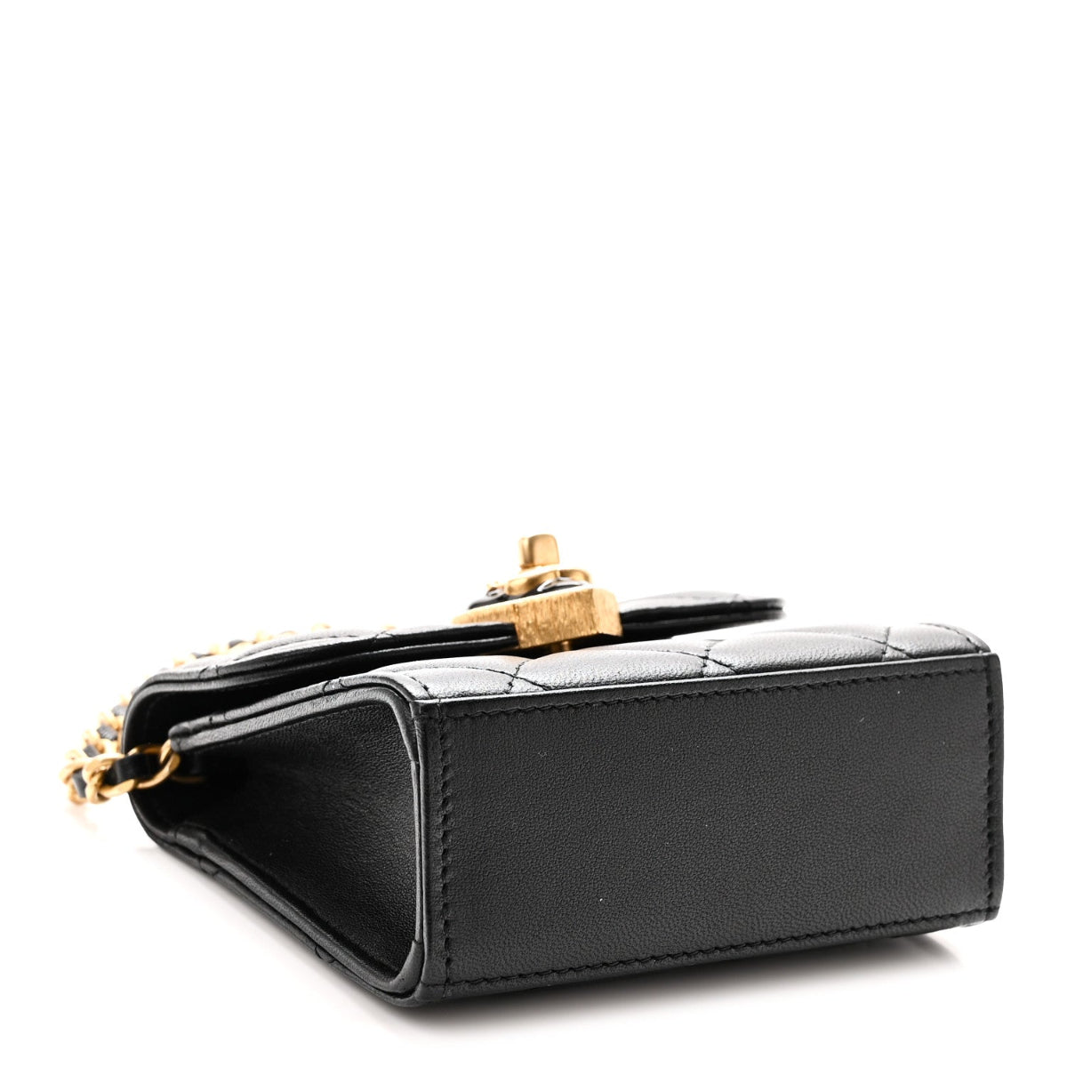 Lambskin Plexiglass Quilted Coco Love Clutch With Chain Black