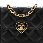Lambskin Plexiglass Quilted Coco Love Clutch With Chain Black