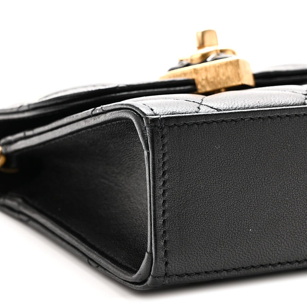 Lambskin Plexiglass Quilted Coco Love Clutch With Chain Black