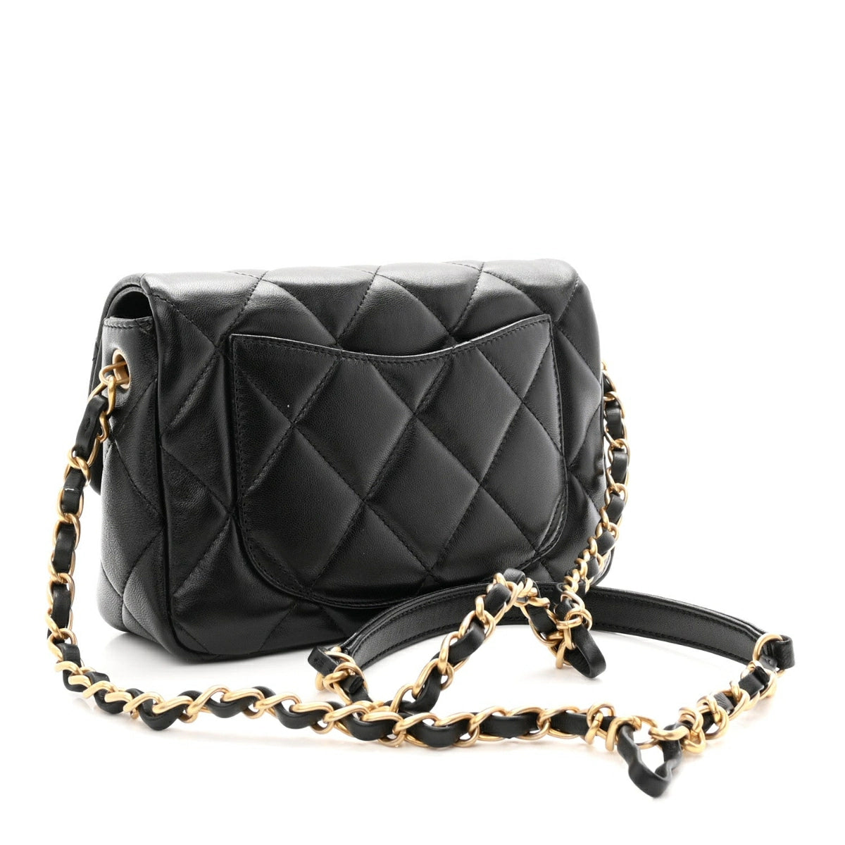 Lambskin Plexiglass Quilted Coco Love Flap Black