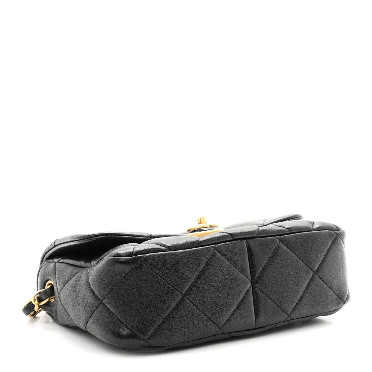 Lambskin Plexiglass Quilted Coco Love Flap Black