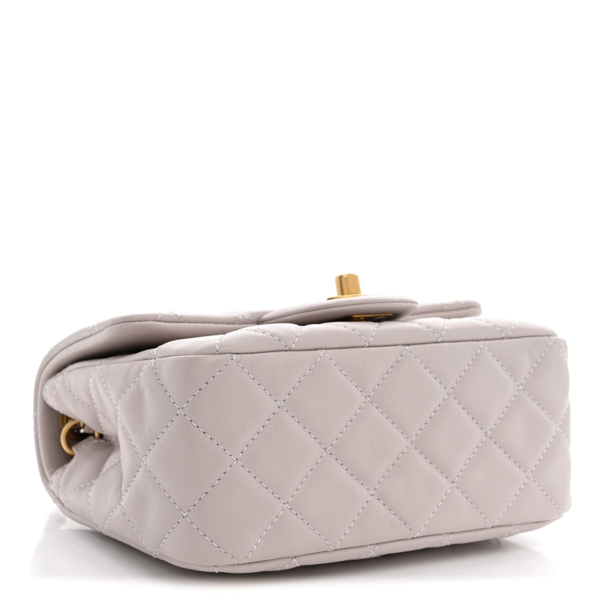 Lambskin Quilted CC Pearl Crush Mini Flap Light Purple