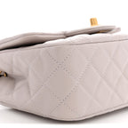 Lambskin Quilted CC Pearl Crush Mini Flap Light Purple
