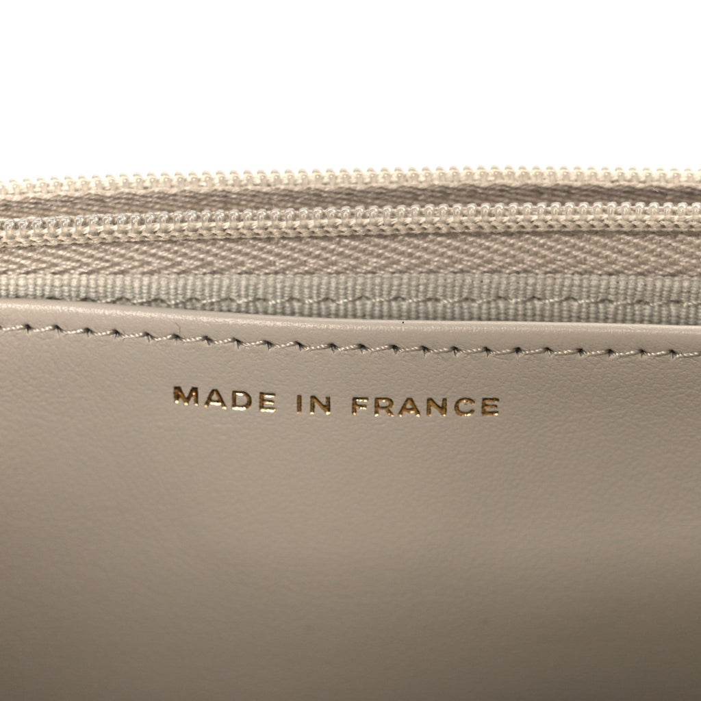 Lambskin Quilted CC Wallet on Chain WOC Light Beige